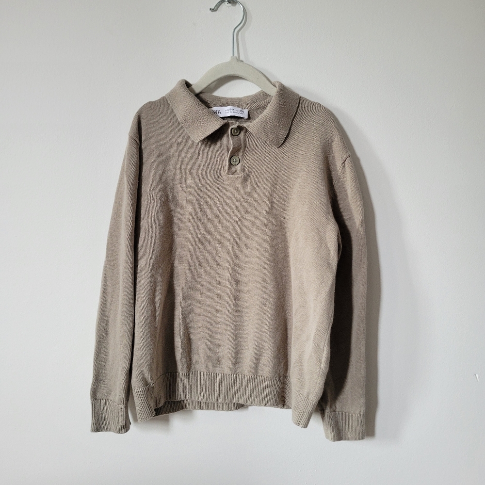 Zara Boys' Light Green Knit Shirt, 8/9Y